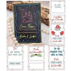 ADVENTSKALENDER 18. Dezember - Stickserie ITH Postkarte Teebeutel